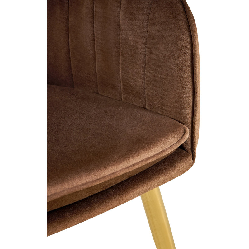 Chaise de salle à manger Cheryl en velours doré marron