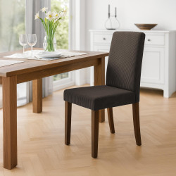 Chaise de salle à manger Ina Cord marron foncé antique