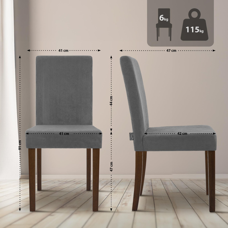 Chaise de salle à manger Ina Cord gris foncé antique