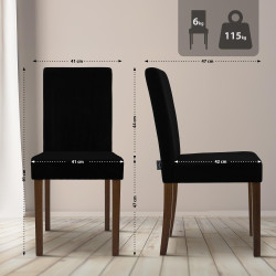 Chaise de salle à manger Ina Cord noir foncé antique