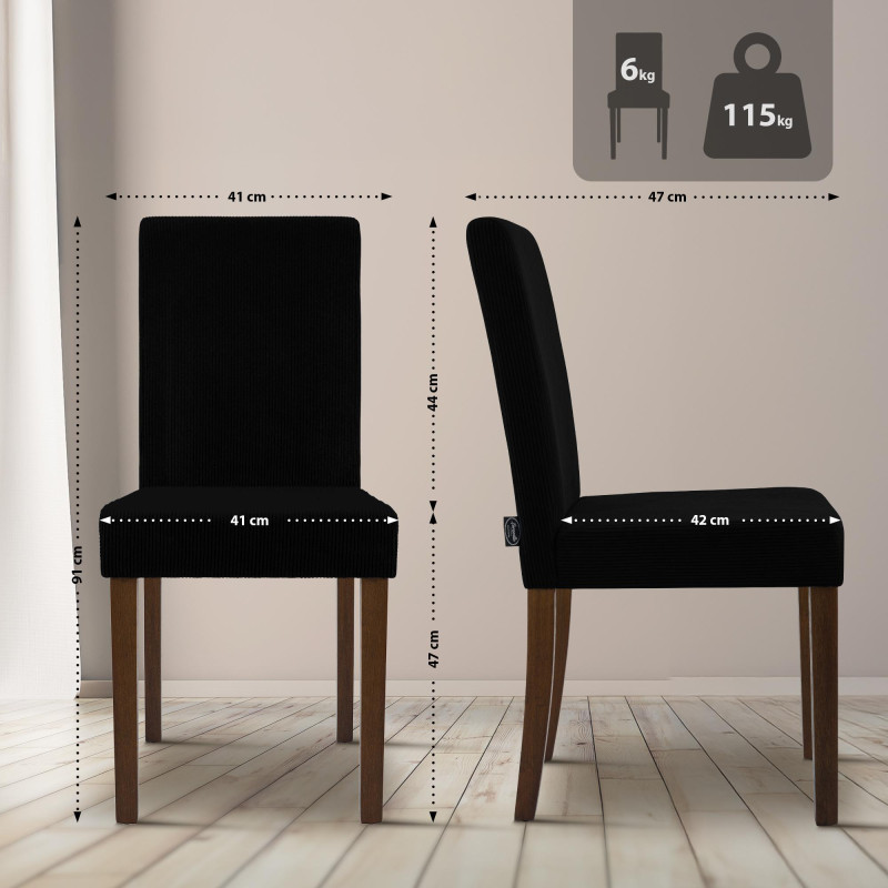 Chaise de salle à manger Ina Cord noir foncé antique