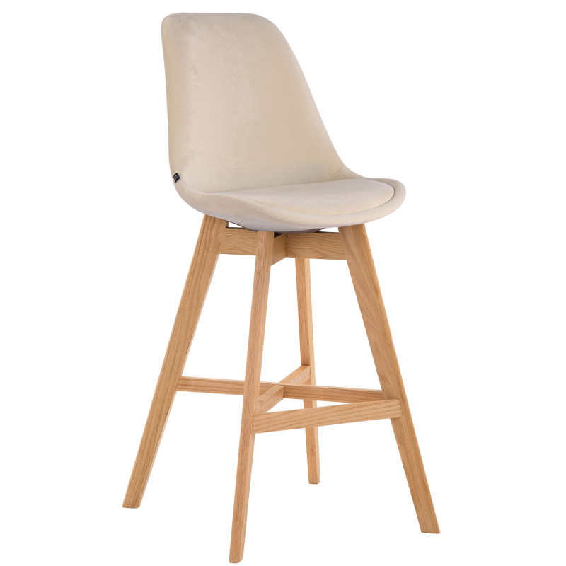 Tabouret de bar Cannes velours natura crème