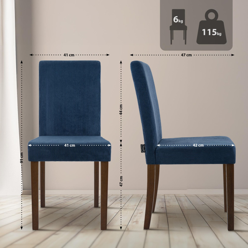 Chaise de salle à manger Ina Cord bleu foncé antique