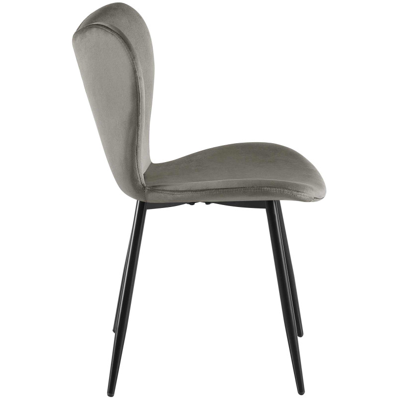 Chaise de salle à manger Maika velours anthracite