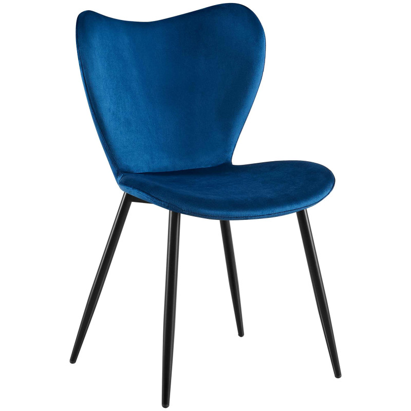 Chaise de salle à manger Maika en velours bleu foncé