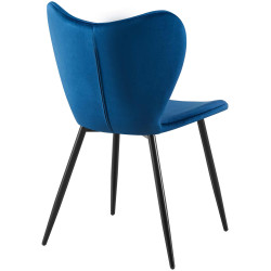 Chaise de salle à manger Maika en velours bleu foncé