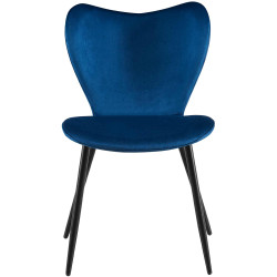 Chaise de salle à manger Maika en velours bleu foncé