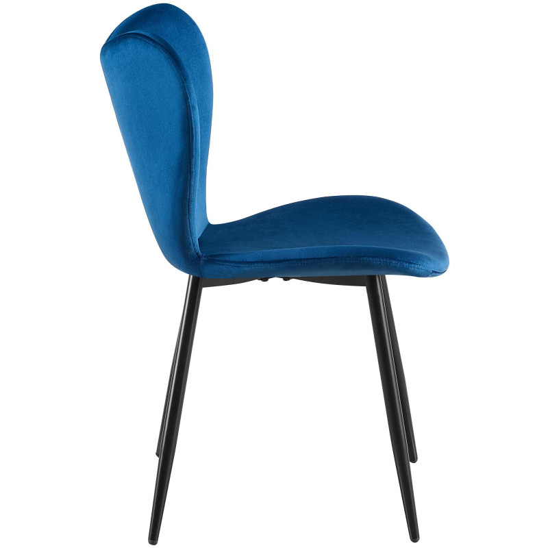 Chaise de salle à manger Maika en velours bleu foncé