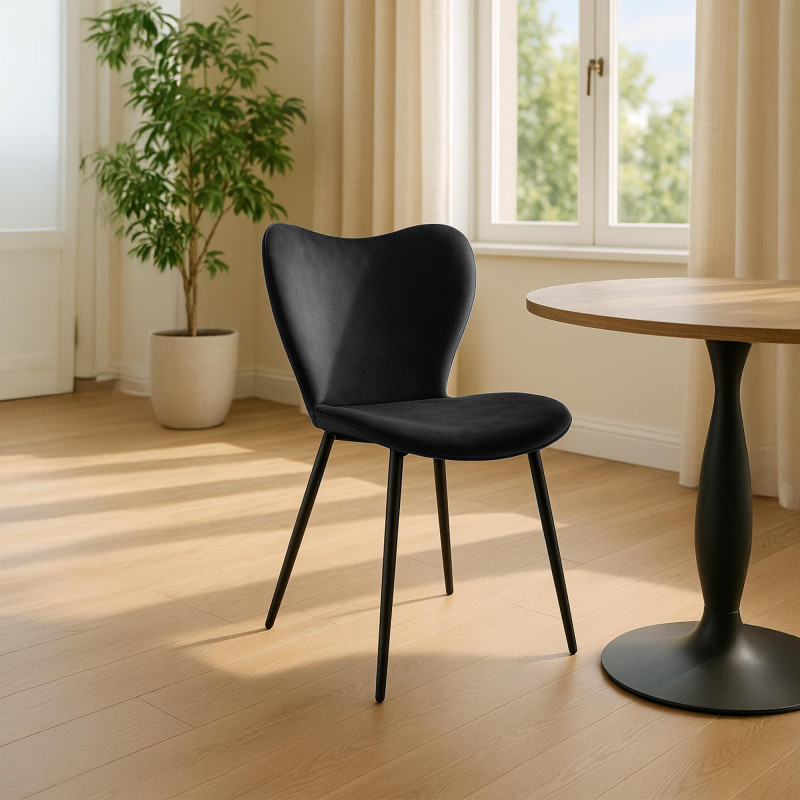 Chaise de salle à manger Maika en velours noir