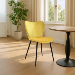 Chaise de salle à manger Maika en tissu jaune