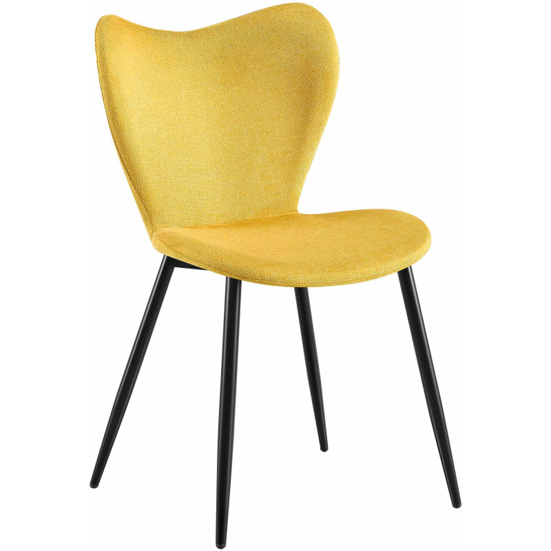 Chaise de salle à manger Maika en tissu jaune