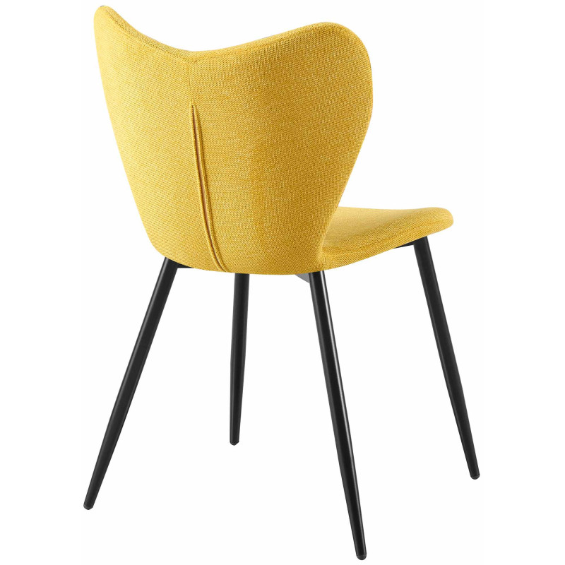 Chaise de salle à manger Maika en tissu jaune