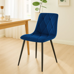 Lot de 2 chaises de salle à manger Clairton en velours bleu foncé