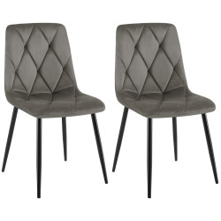 Lot de 2 chaises de salle à manger Clairton velours anthracite