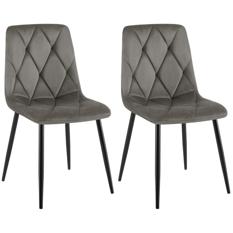 Lot de 2 chaises de salle à manger Clairton velours anthracite
