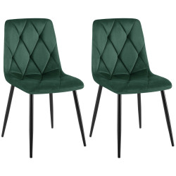 Lot de 2 chaises de salle à manger Clairton en velours vert