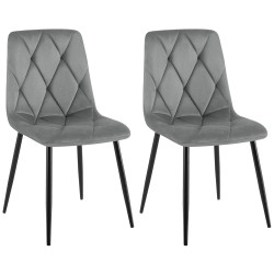 Lot de 2 chaises de salle à manger Clairton en velours gris foncé