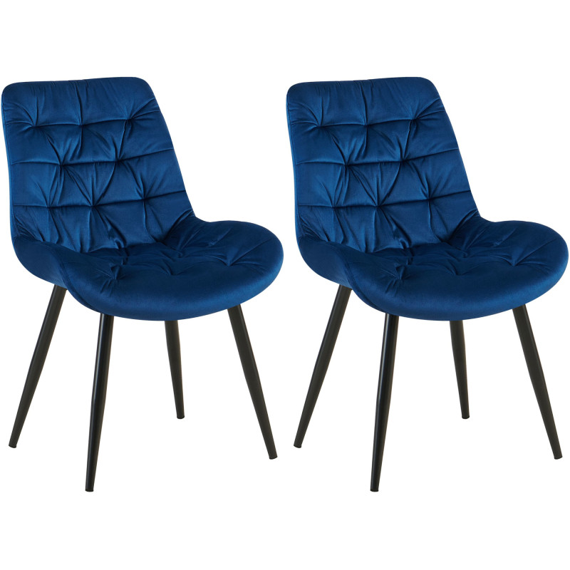 Ensemble de 2 chaises de salle à manger Rossford en bleu foncé
