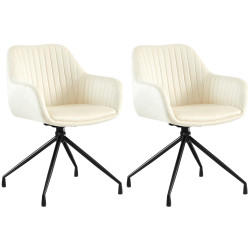 Lot de 2 chaises de salle à manger en velours crème Welby