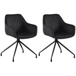 Lot de 2 chaises de salle à manger Welby en velours noir