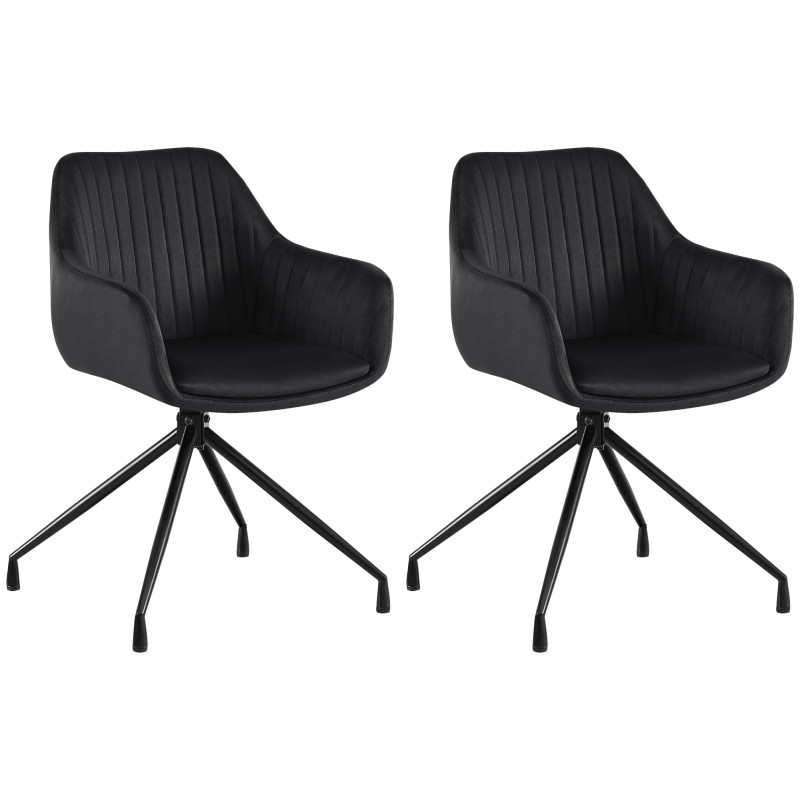 Lot de 2 chaises de salle à manger Welby en velours noir