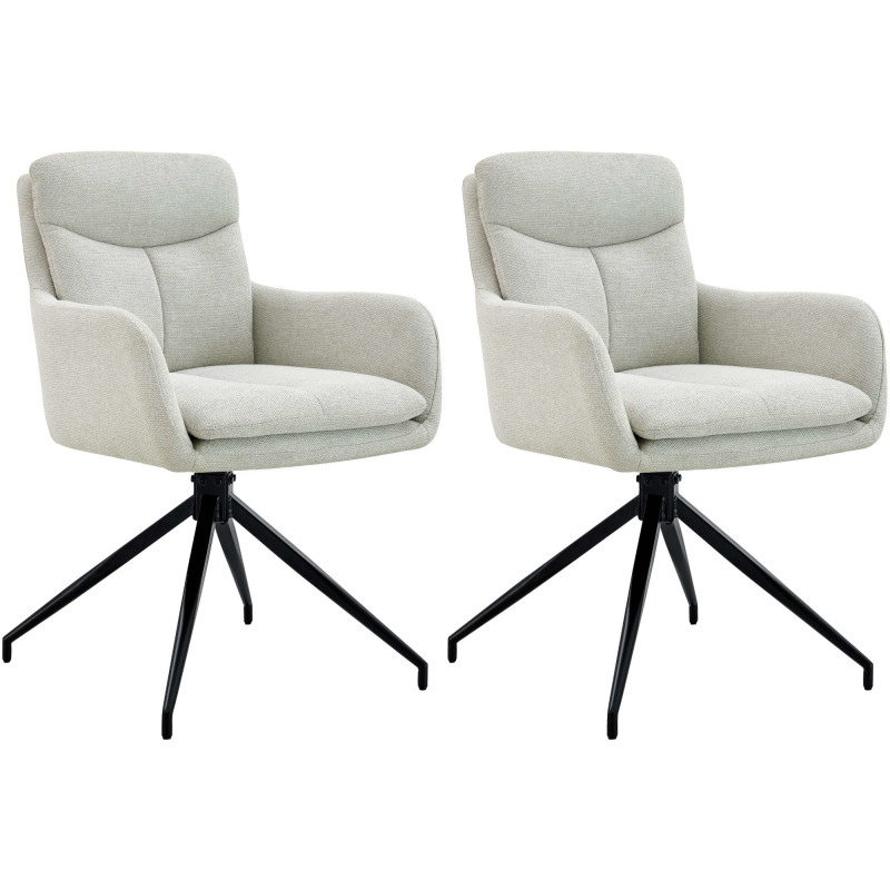 Lot de 2 chaises de salle à manger Somers en tissu crème