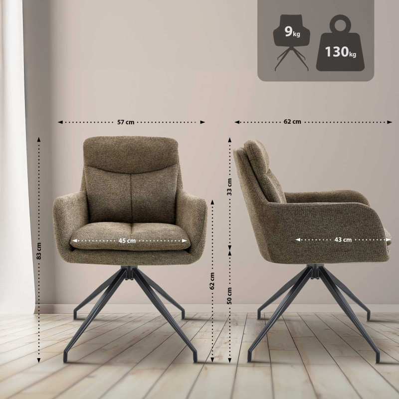 Lot de 2 chaises de salle à manger Somers en tissu marron