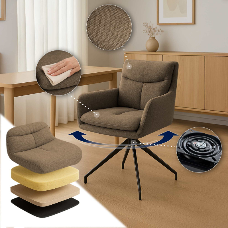 Lot de 2 chaises de salle à manger Somers en tissu marron