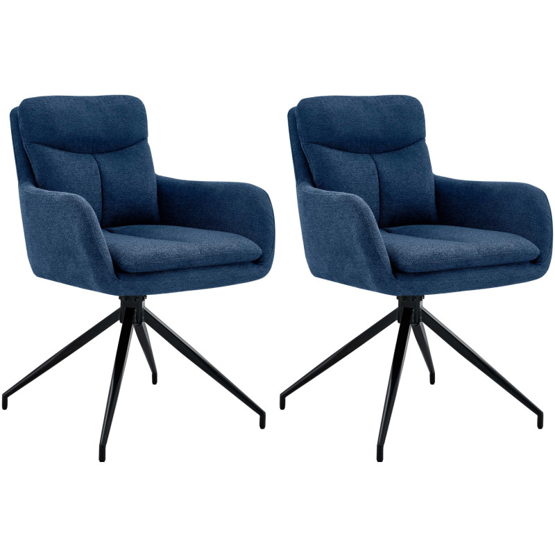 Lot de 2 chaises de salle à manger Somers en tissu bleu