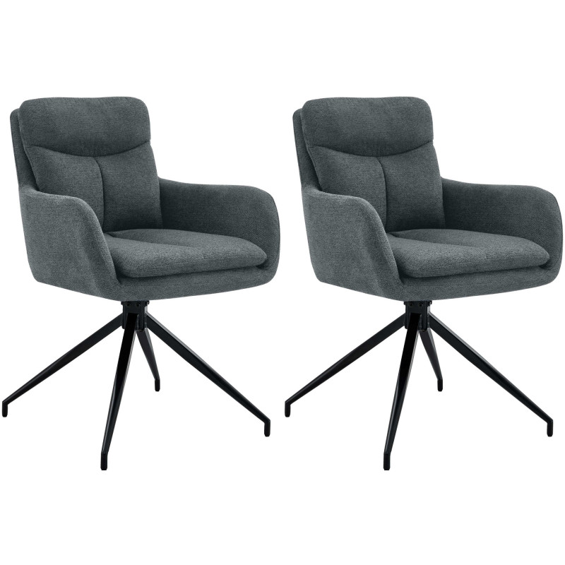 Lot de 2 chaises de salle à manger Somers en tissu gris foncé