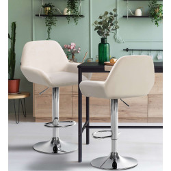 Sgabello Braga in velluto crema,cromo