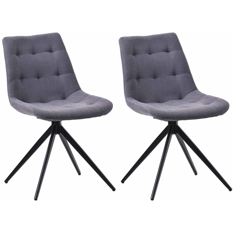 Lot de 2 chaises de salle à manger en tissu Merna gris foncé