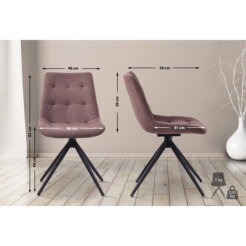 Lot de 2 chaises de salle à manger en tissu Merna marron