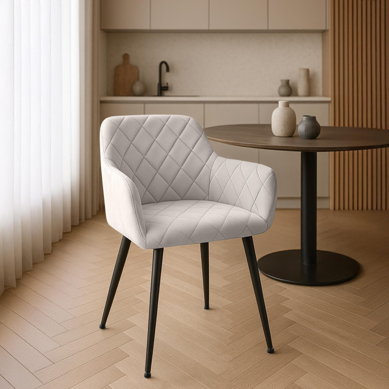 Lot de 2 chaises de salle à manger Monett velours B gris