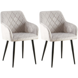Lot de 2 chaises de salle à manger Monett velours B gris