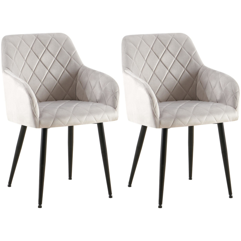 Lot de 2 chaises de salle à manger Monett velours B gris