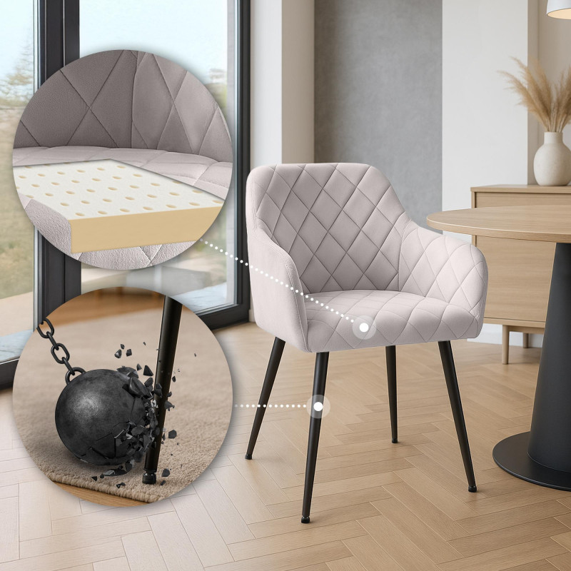 Lot de 2 chaises de salle à manger Monett velours B gris