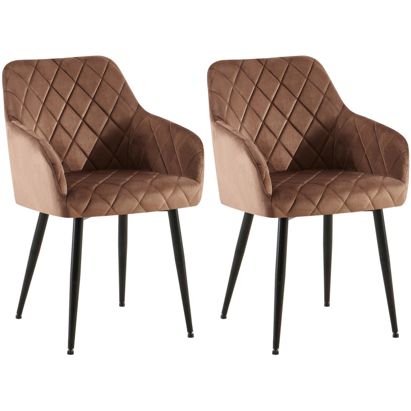 Lot de 2 chaises de salle à manger Monett velours B marron