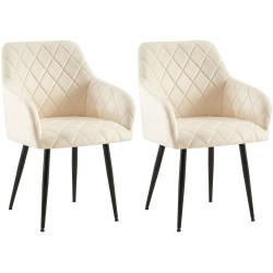 Lot de 2 chaises de salle à manger Monett velours B crème