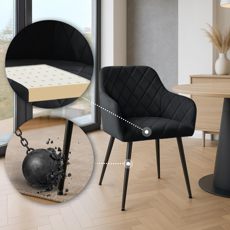 Lot de 2 chaises de salle à manger Monett velours B noir