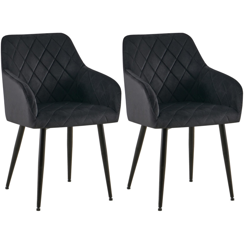 Lot de 2 chaises de salle à manger Monett velours B noir