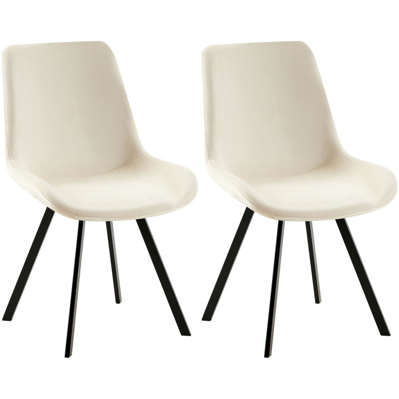 Lot de 2 chaises de salle à manger en velours crème Lewes