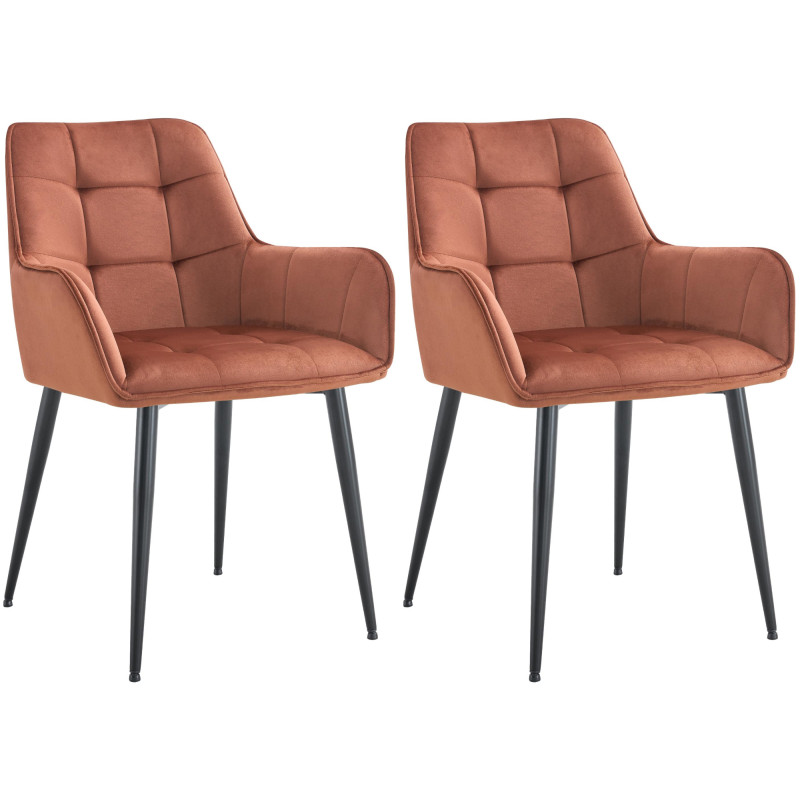 Ensemble de 2 chaises de salle à manger Ferndale en velours marron