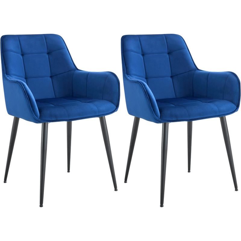Lot de 2 chaises de salle à manger en velours Ferndale bleu foncé