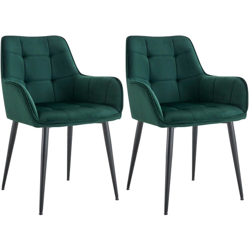 Ensemble de 2 chaises de salle à manger Ferndale en velours vert foncé