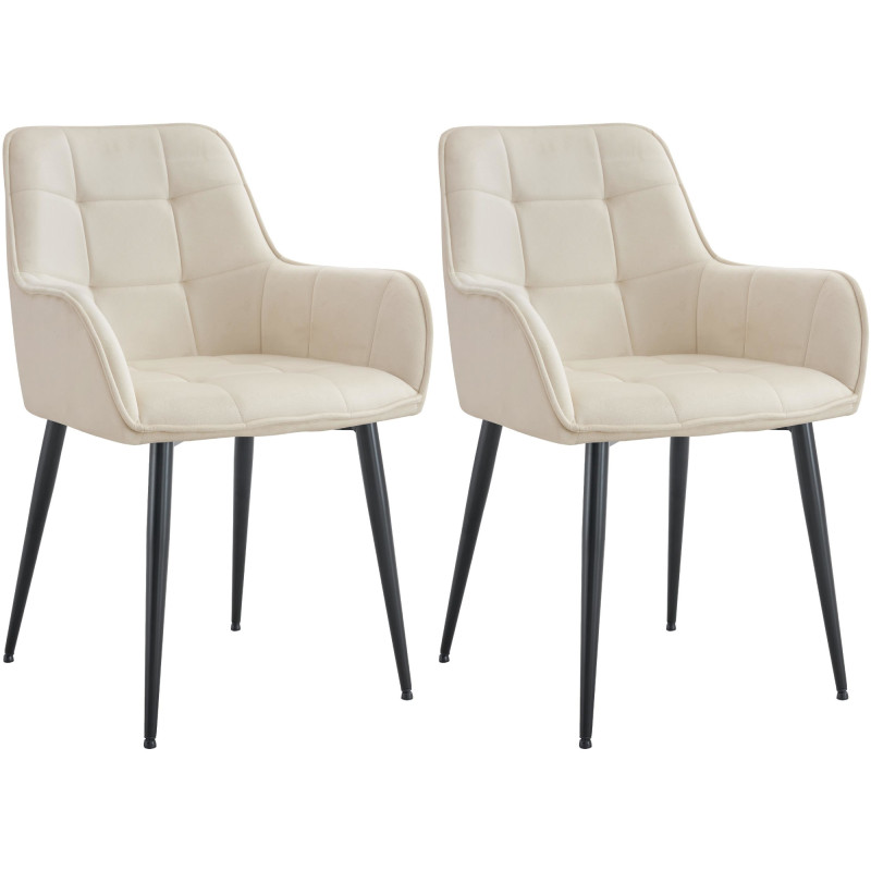 Ensemble de 2 chaises de salle à manger en velours crème Ferndale