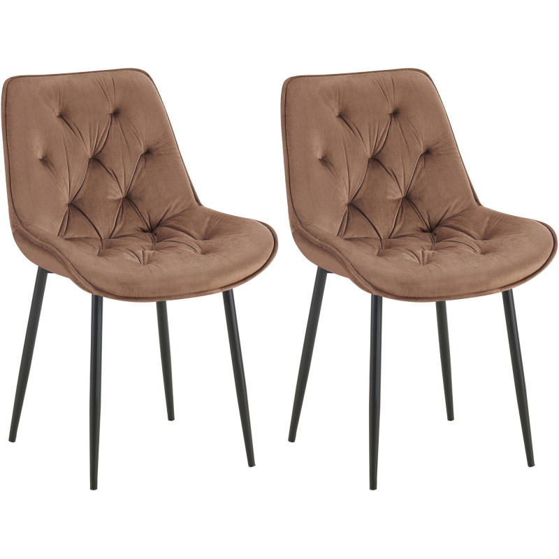 Ensemble de 2 chaises de salle à manger Wallace en velours marron