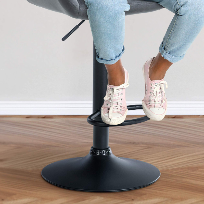 Tabouret de bar Braga en velours noir gris foncé