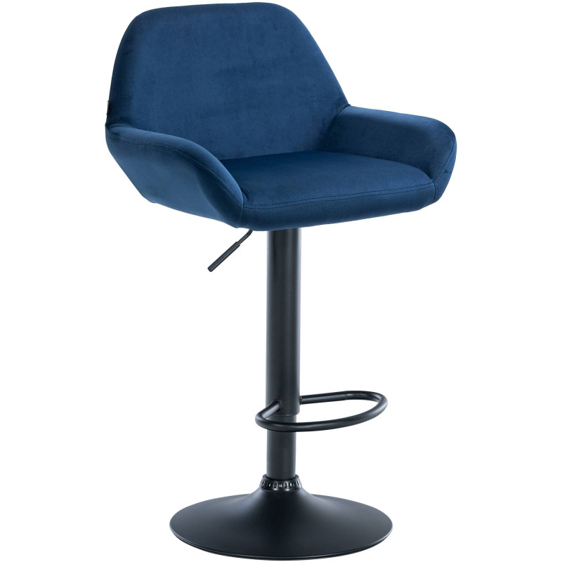 Tabouret de bar Braga en velours noir bleu