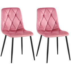 Lot de 2 chaises de salle à manger Clairton en velours rose